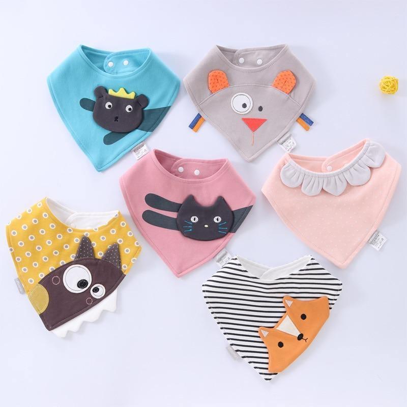 Baby Bibs Waterproof Triangle Cotton Cartoon Child Dribble Bibs Newborn Absorbent Cloth Bib for Kids in Cat Design