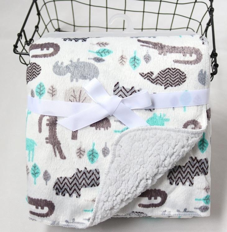 Baby Blankets New Layer Coral Fleece Infant Swaddle Wrap Owl Printed Newborn Baby Bedding Blanket