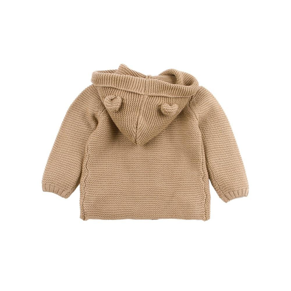 Winter Hooded Knitted Long Sleeve Sweaters For Newborn Babies