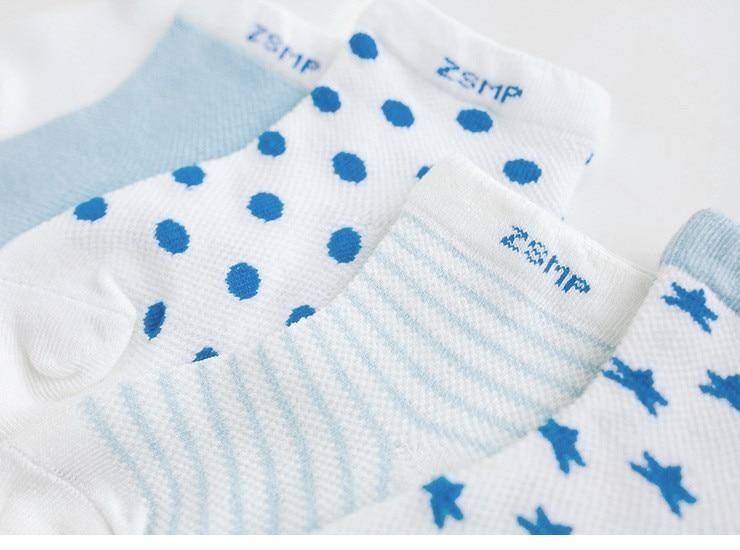 5 Pairs Pack Children's Summer Mesh Socks Ultra-thin Breathable With Stars Moon Print For Boys And Girls