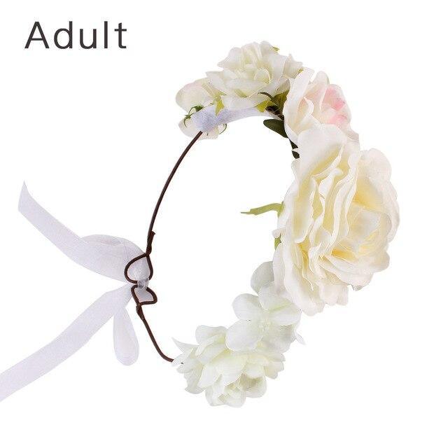 Luxury Handamde Mommy and Baby Flower Headband Large Flower Crown Mother Kids Flowers Headwear For Celebration