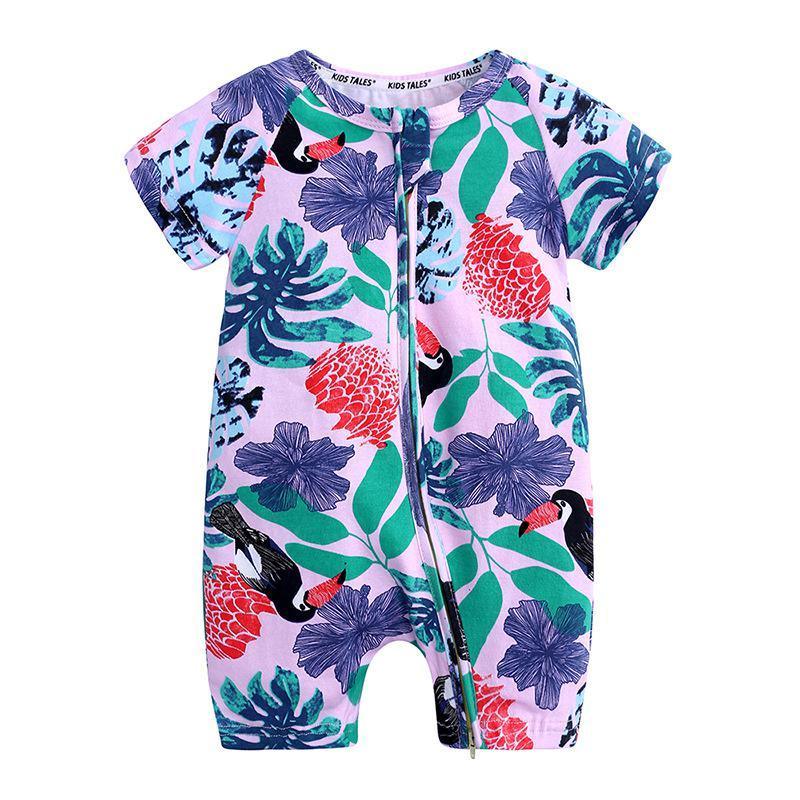 Summer Newborn Fashion Boy and Girls Printed Flower Short-sleeved Romper / jumpsuit For Kids