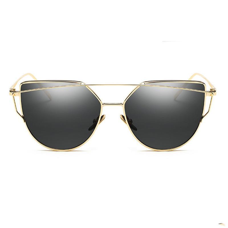 Luxury Vintage Modern Cat Eye Metal High Quality Frame With Miror Sunglasses For Women and Lady sunglasses With UV400 Protection