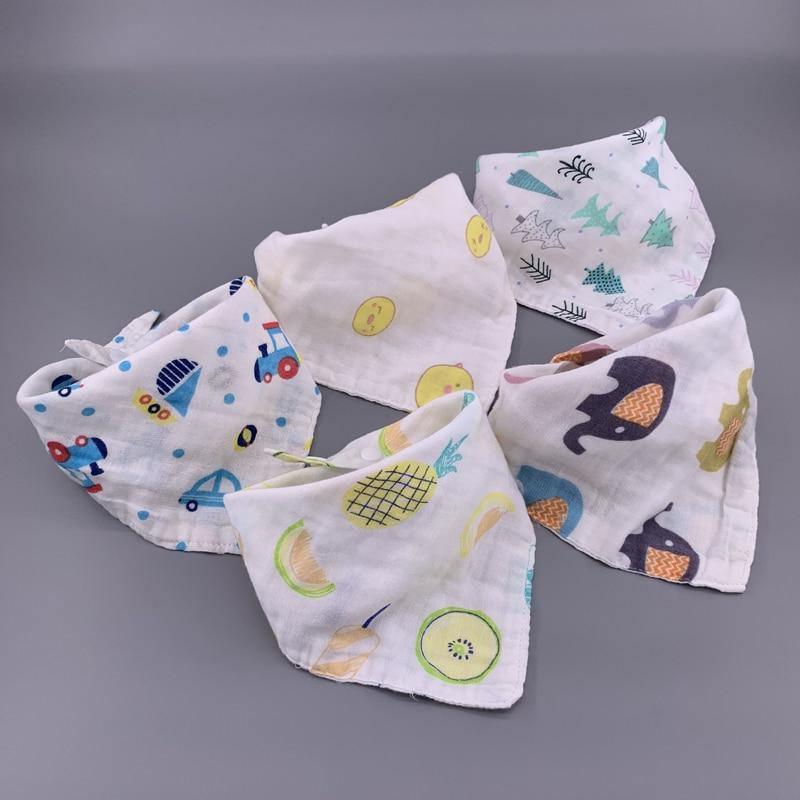 Modern 5PCS/Pack Cotton Baby Bibs 4 Lyers Girls Boys Triangle Feeding Burp Cloth Collar Scarf For Feeding