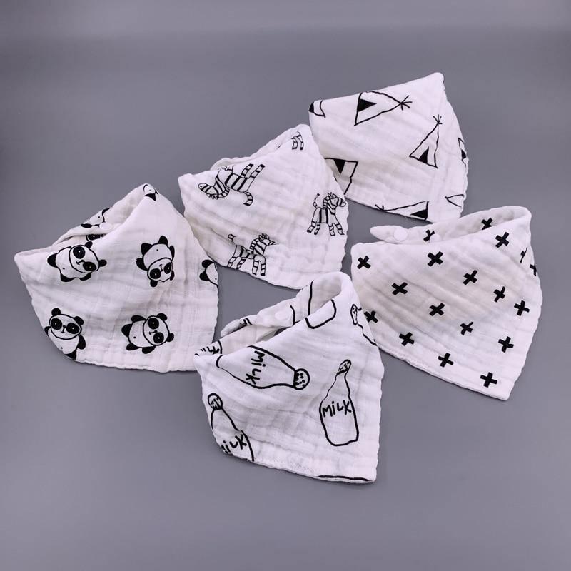 Modern 5PCS/Pack Cotton Baby Bibs 4 Lyers Girls Boys Triangle Feeding Burp Cloth Collar Scarf For Feeding