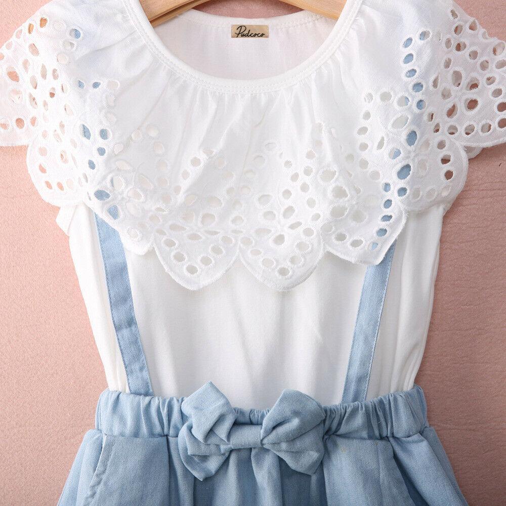 Toddler Kid Girl Ruffles Tops T-shirt Strap Dress Outfit Cute Clothes Set Perfect Gift Unique Design