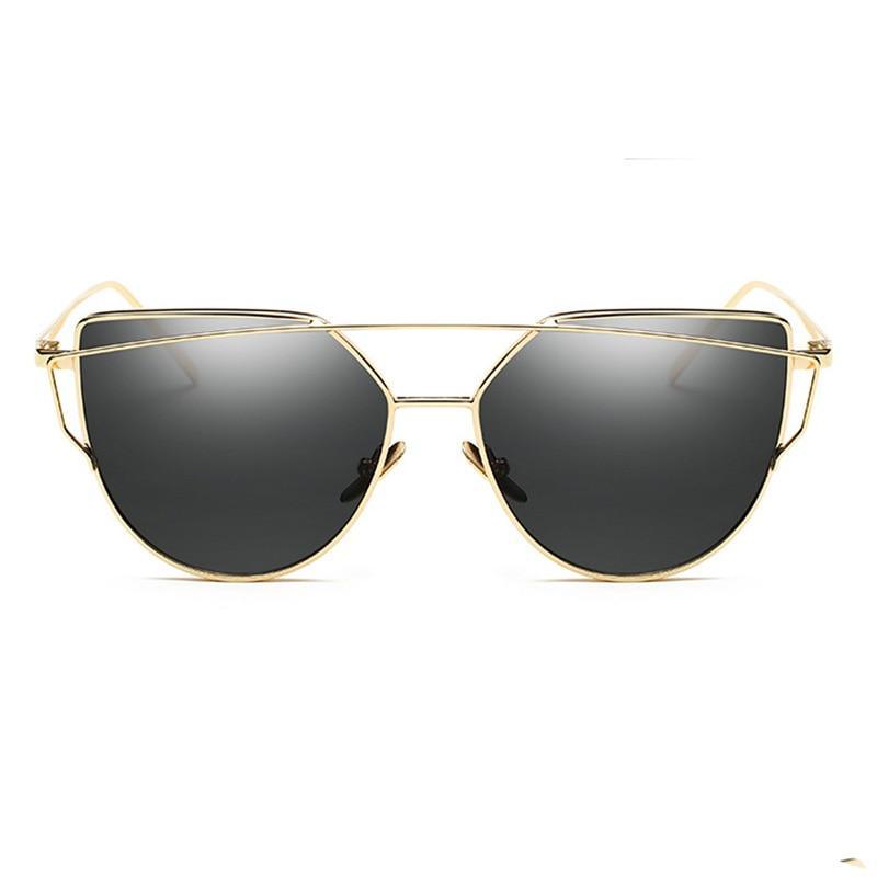 Luxury Vintage Modern Cat Eye Metal High Quality Frame With Miror Sunglasses For Women and Lady sunglasses With UV400 Protection