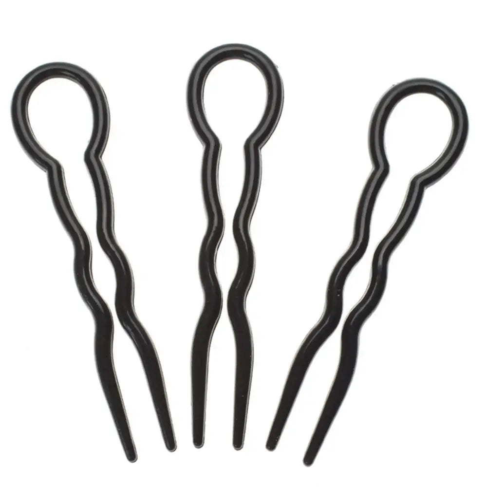 3 Pcs/Set Women Round Toe U Shaped Hair Pins and Clips Plastic Grips Convenient Simple Forks Hair Styling Tool Magic hairgrips