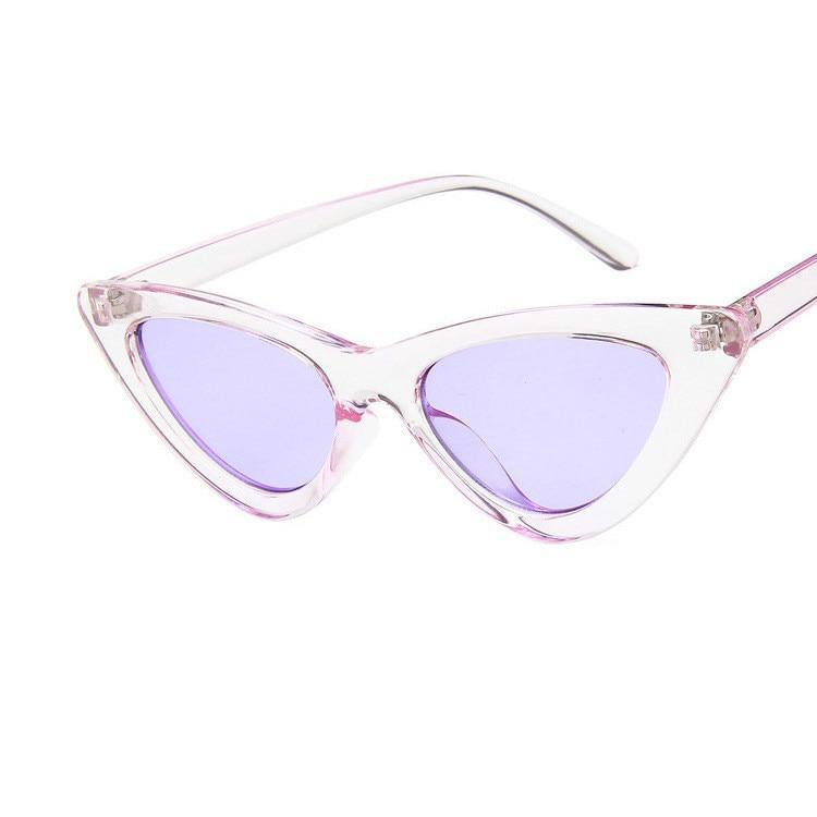 Elegant Cute Retro Cat Eye Sunglasses For Women With Small Black White Triangle Vintage Ladies Sunglasses and UV400 Protection