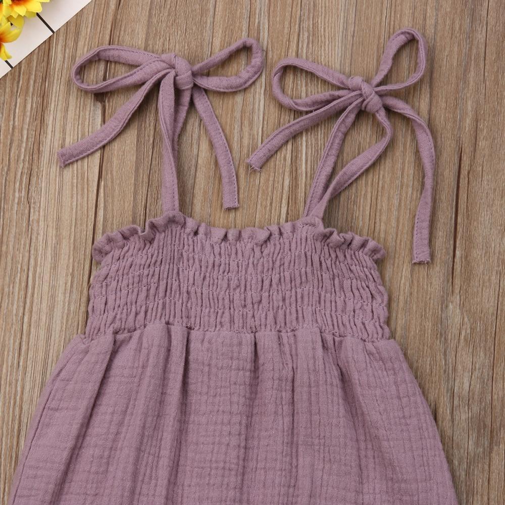 Baby Summer Clothes Sleeveless Strap Pants Solid Overalls Cotton Outfits Jumpsuits/ Romper for Girls