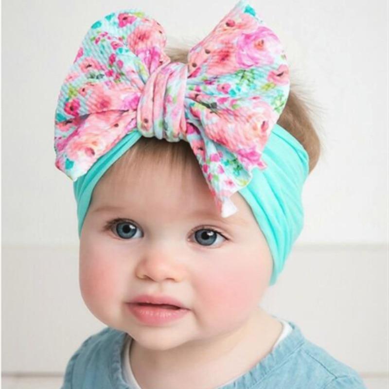 Infant Nylon Print Fabric Headband Baby Girl Headbands for Girls Bows Baby Turban Headwrap Newborn Hairband For Girls
