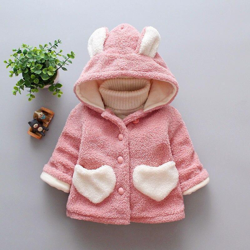 Baby Girls Winter Coats Newborn Baby Thick Velvet Outerwear For Toddler Hoodies For Girls With Heart Print Design For Girls And Babies