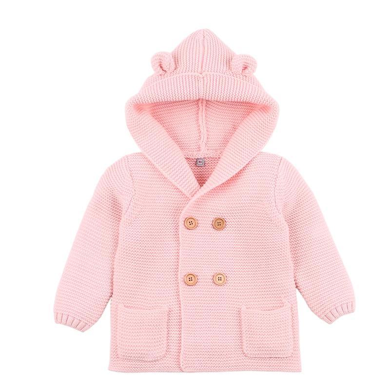 Winter Hooded Knitted Long Sleeve Sweaters For Newborn Babies