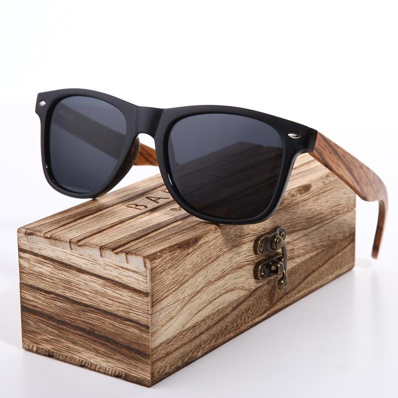 Luxury Handmade Polarized Handmade Bamboo Wood Universal Sunglasses In Zebra Wood Style Vintage Wooden Frame Male Driving Sun Glasses Shades Gafas With Box and UV400Protection