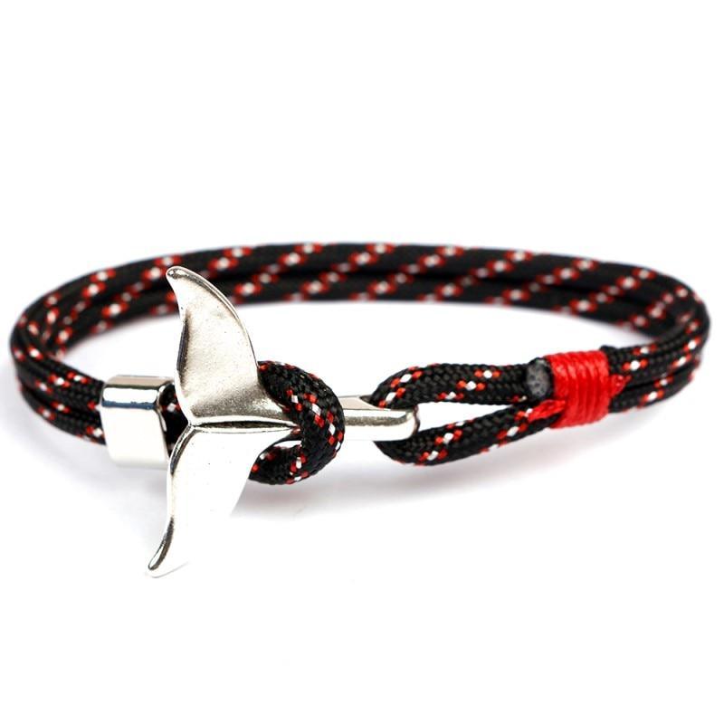 Fashion Whale Tail Bracelets For Men And Women Charm Survival Rope Chain Bracelet Male Wrap Metal Hooks