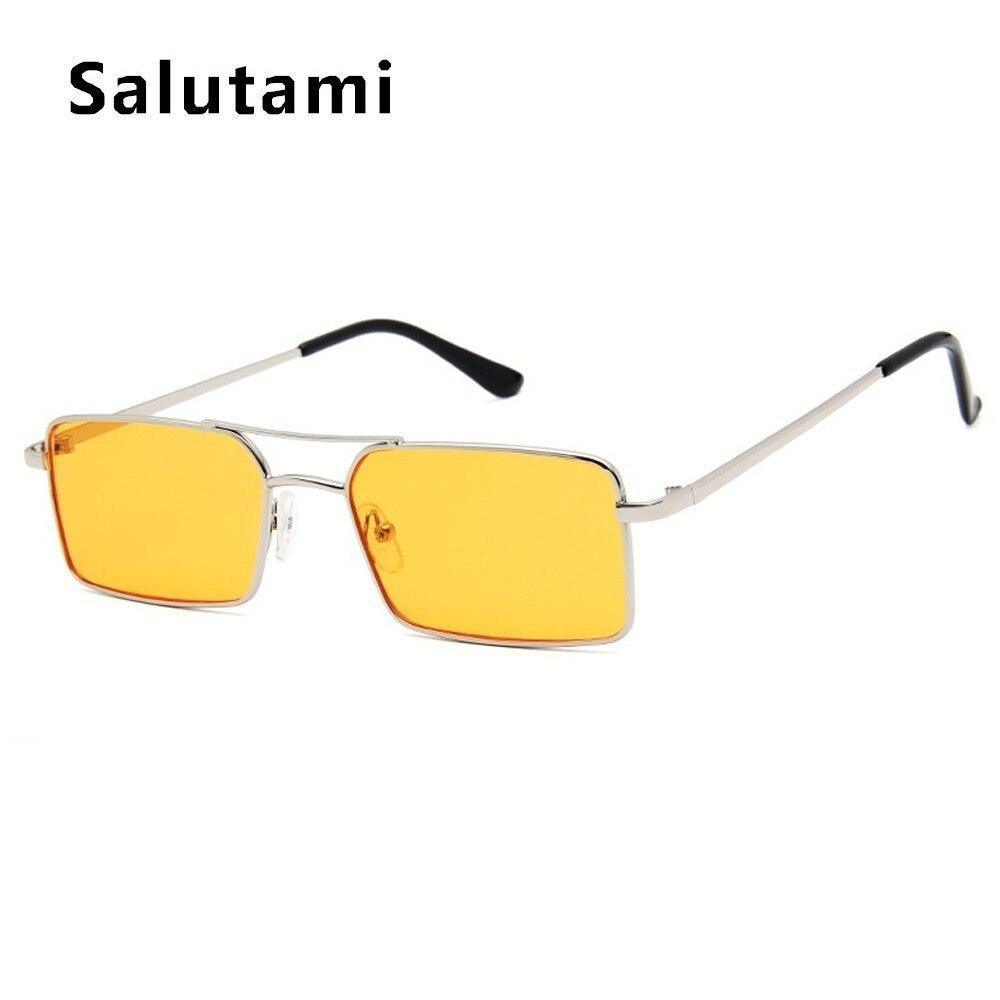 Luxury Famous Retro Modern Square Unisex Men and Women‘s Sunglasses With Alloy Metal Small Frame With Clear Double Bridge Men's Sunglasses