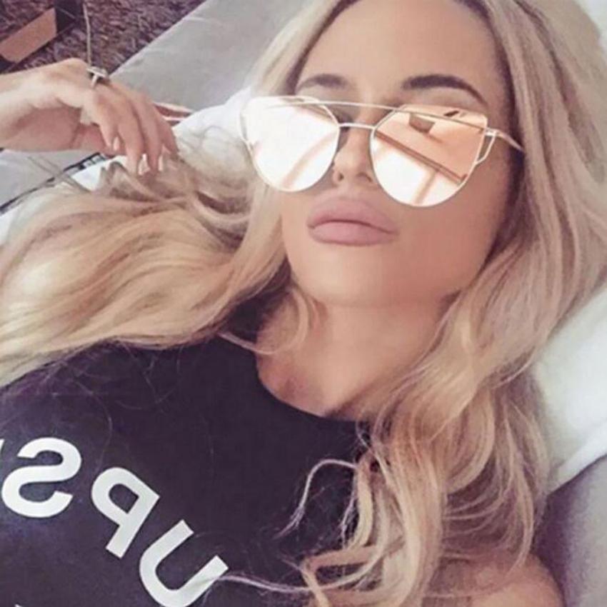 Luxury Vintage Modern Cat Eye Metal High Quality Frame With Miror Sunglasses For Women and Lady sunglasses With UV400 Protection