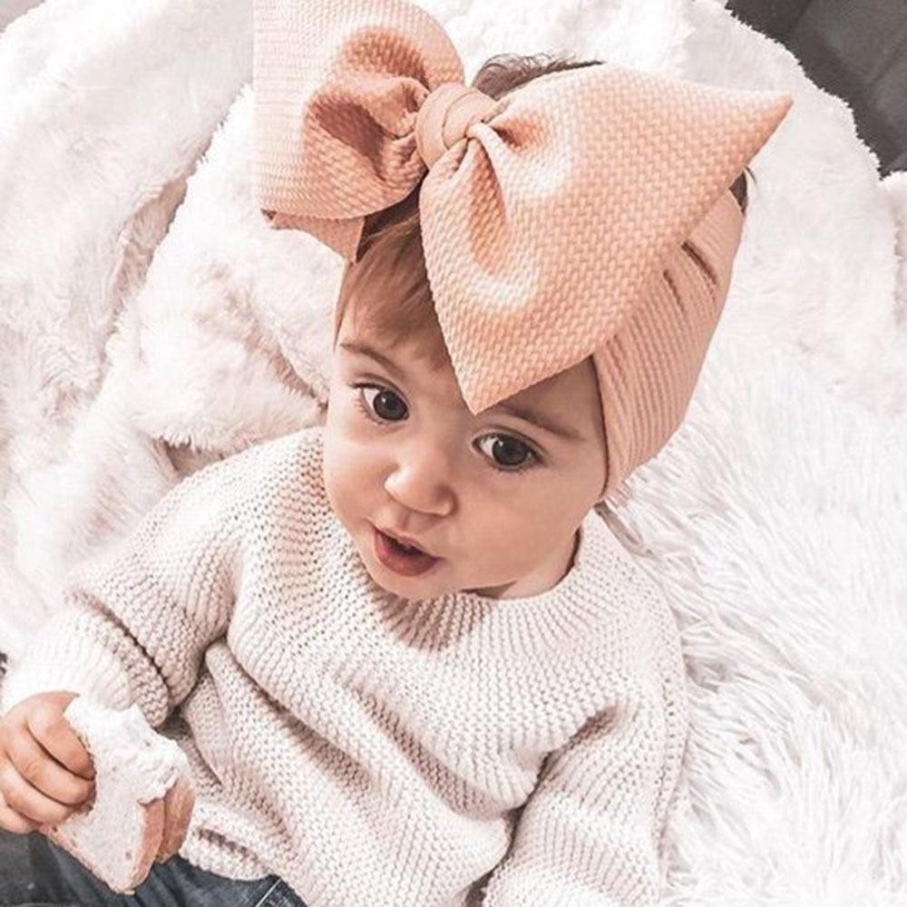 Adjustable Big Bow Headwrap Top Knot Headbands Over Sized Bow Hair Turban for Newborn Girl