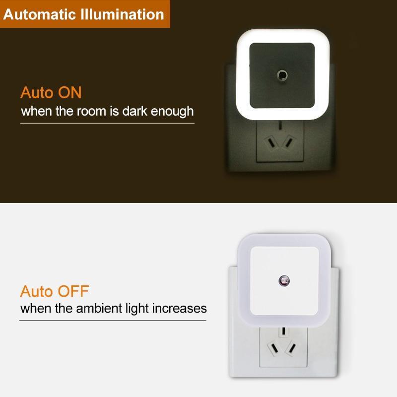 STEVVEX LED Night Light Mini Light Sensor Control EU US Plug Nightlight Lamp For Children Kids Living Room Bedroom Lighting