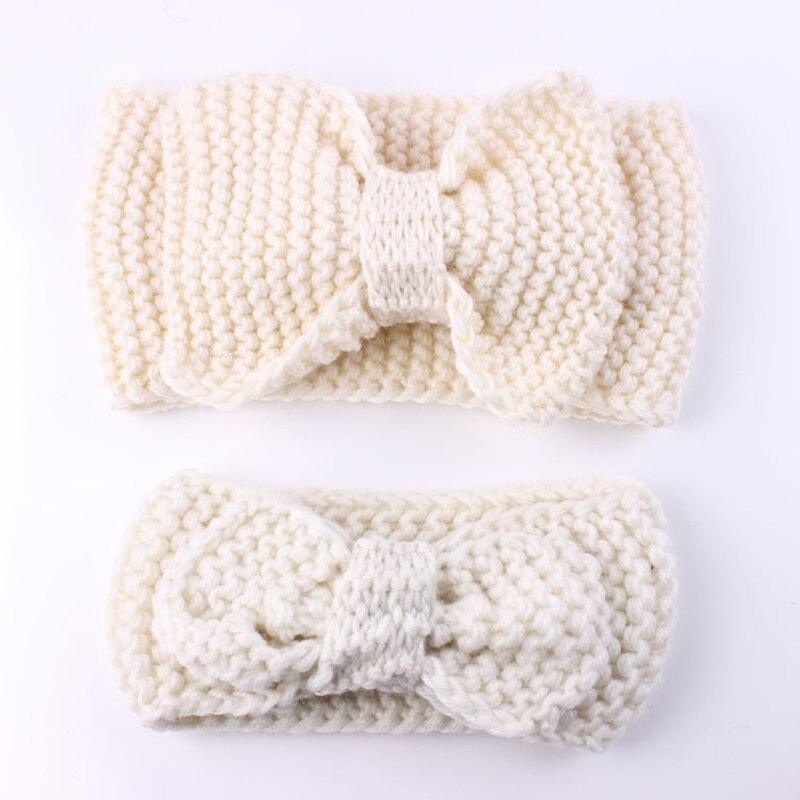 Handamde Mom and Daughter Elasticity Headband Solid Knitted Bowknot Hairband Hair Accessories For Mom and Baby