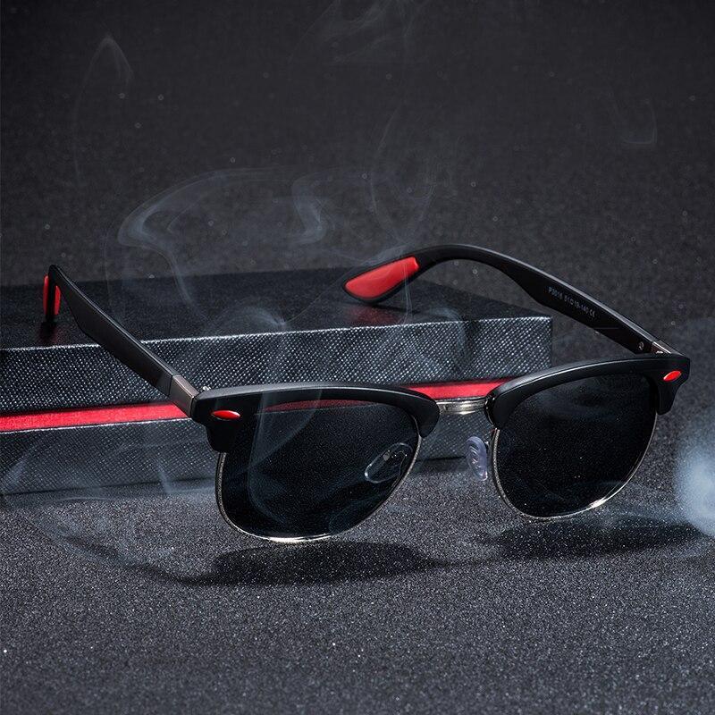 Popular Retro New Polarized Men's Sunglasses UV400 Square Half Metal Frame Ladies Sunglasses Brand Design Glasses Driving Sunglasses
