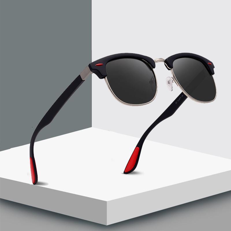 Popular Retro New Polarized Men's Sunglasses UV400 Square Half Metal Frame Ladies Sunglasses Brand Design Glasses Driving Sunglasses