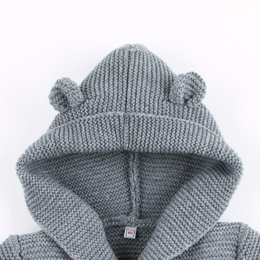 Winter Hooded Knitted Long Sleeve Sweaters For Newborn Babies