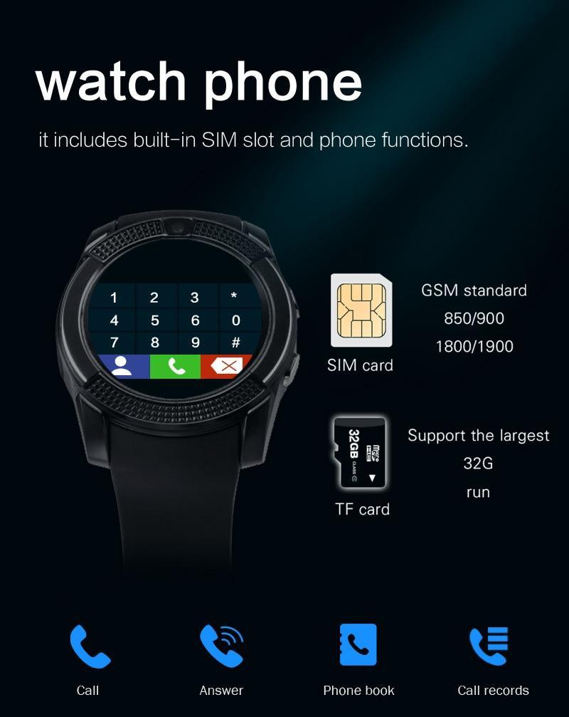 Famous Sport Men Smart Watch WIth SIM card For Android and IOS sistems With Camera Rounded Answer Call Dial Call Smartwatch and Heart Rate Fitness Tracker