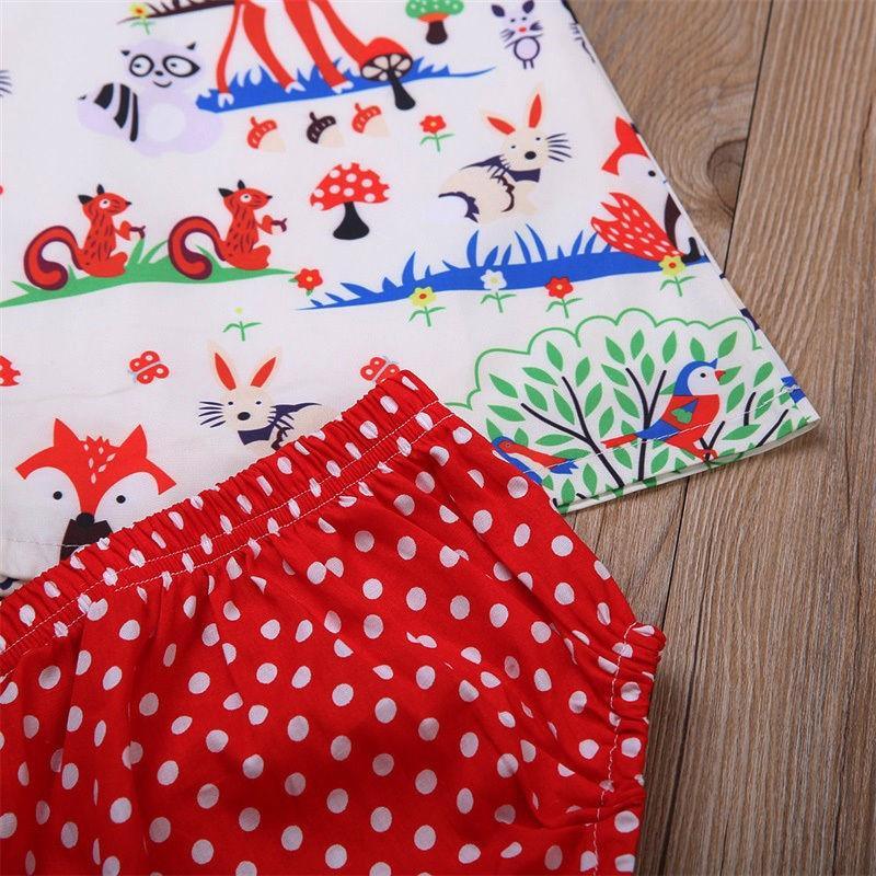 Summer Baby Girl Clothes Toddler Floral Headband Cartoon Dress Dot Shorts Outfits Clothes set 0-24M For Baby Girls With Bow