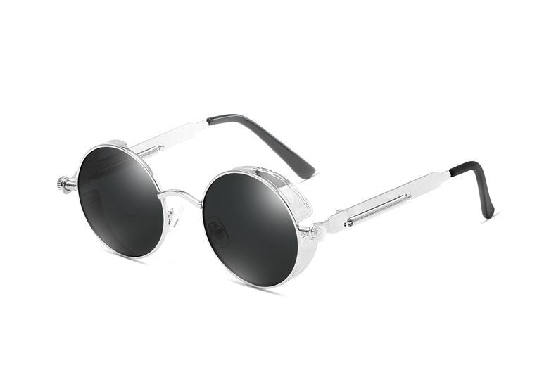 Luxury Popular Retro Gothic Steampunk Polarized Men and Women Brand Designer Vintage Round High Quality Metal Frame Sunglasses With UV400 Protection