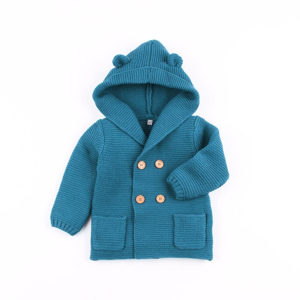 Winter Hooded Knitted Long Sleeve Sweaters For Newborn Babies