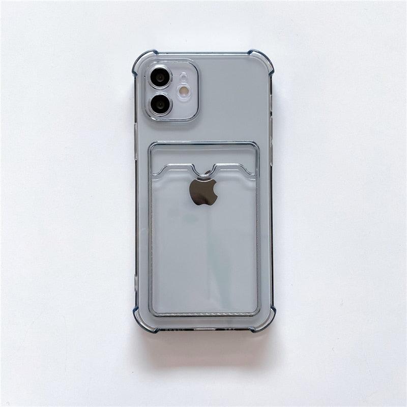Transparent Wallet Case For iPhone 14 13 12 Pro Max Mini Shockproof Cover with Card Slots Pockets Slim Fit Thin Protective Soft Shock-Absorbing Lightweight Wallet Case
