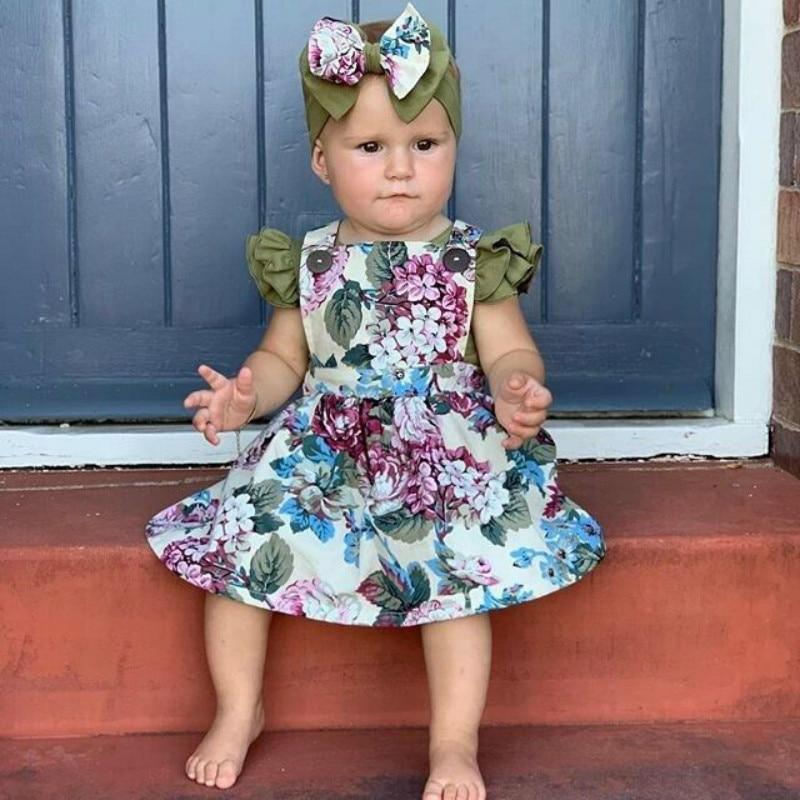 Newborn Baby Girl Skirt Retro Sweet Strap Jumpsuit And Headband Children's Clothes Unique Design