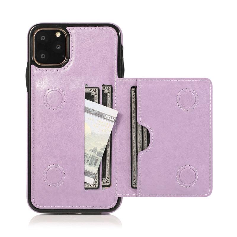 Leather Wallet Case For iPhone 11 Pro Max XS Max XR X 8 7 6S 6Plus 5 5S With Stand Card Pocket Case Cover Shockproof Texture PU Leather Wallet Cover