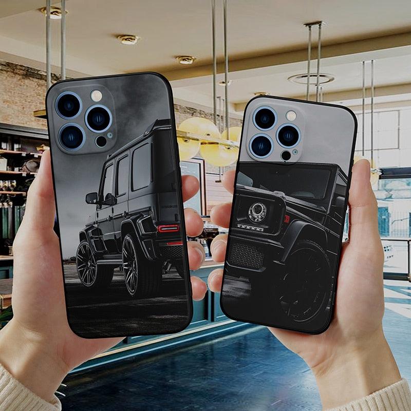 Black Case For Iphone 5 5s SE 2020 6 6s 7 8plus x 10 XR XS 11 12 13 Mini Pro MAX Silicon Cover Car Design Matte Black Silicone Back Cover For iPhone