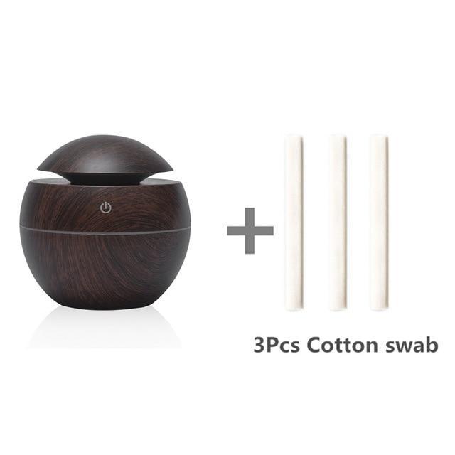Mini Air Humidifier Ultrasonic USB Aroma Wood Grain LED Night Light Electric Essential Oil Diffuser Aromatherapy Home