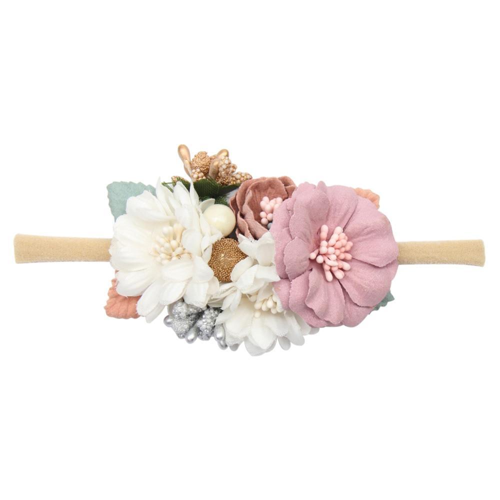 Handmade Luxury Pearl Baby Headbands Bundle Nylon Elastic Newborn Hair Accessories for Girls Kids