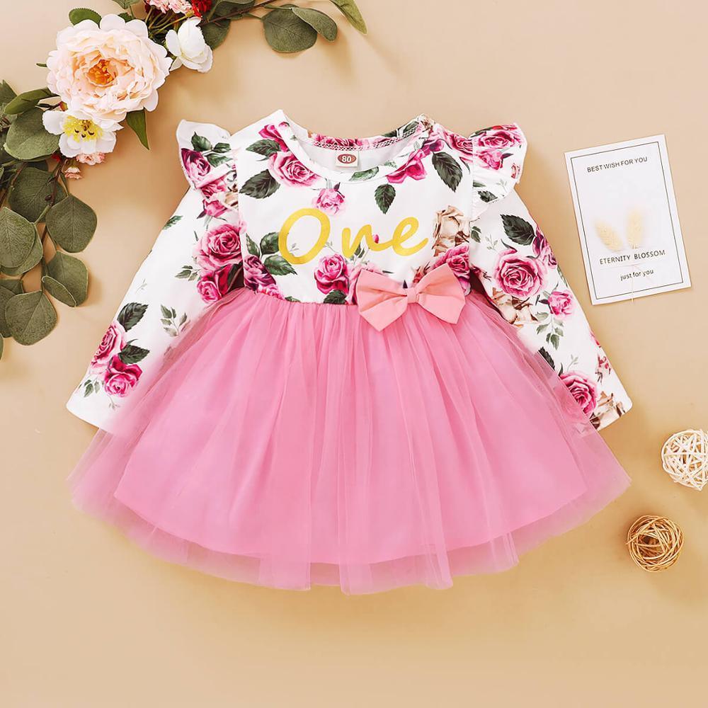 Baby Girl Flower Dress Pretty Bow Outfits Long Sleeve Toddler Girl Unique Design Perfect Gift