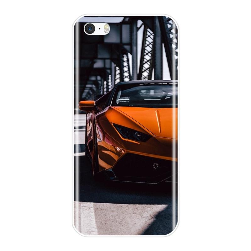 Cute Clear Flexible Silicone Auto Boys Design Back Cover For iPhone 5 S 5C 5S SE Car Sports Car Cool Men Fashion Silicone Soft Phone Case For iPhone 4 S 4S Case