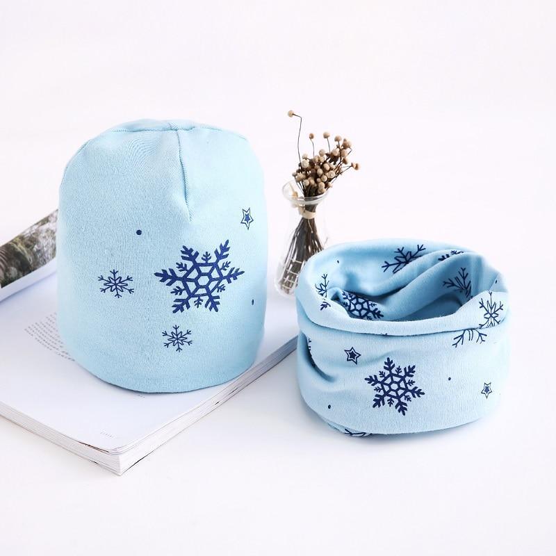 Star Print Cotton Hat And Scarf Baby Beanie Kids Caps Children's Accessories For Boys and Girls