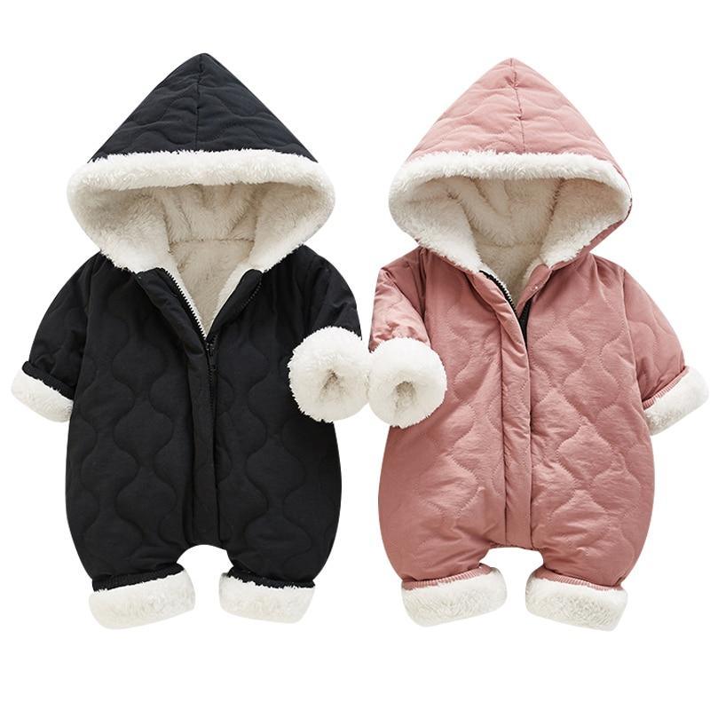 Modern Elegant Winter Children's baby Plush Thickened Cotton Jumpsuit Jacket For New Baby Boys and Girls