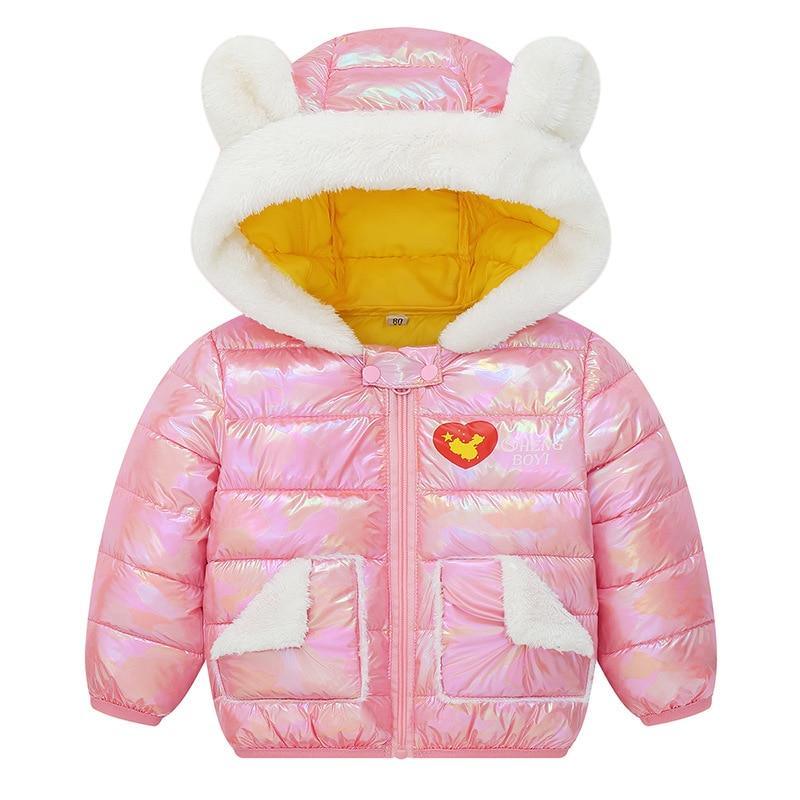 Shiny Modern Luxury Speciall Designed Winter Outerwear Hooded Coat & Jacket Winter Fashion Kids clothing Models For Babies and Girls 3-24 Months