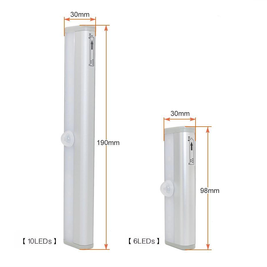 STEVVEX 6/10 LEDs PIR with Motion Sensor Light for Cupboard, Wardrobe, Bed Lamp LED Under Cabinet Night Light For Closet Stairs Kitchen and multifunctional