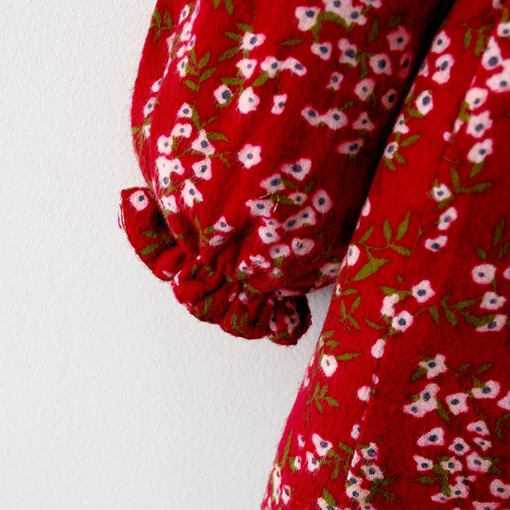 Modern Retro Girl Dress For Winter Newborn Infant Dress Fashion Cute Cotton Floral Bow baby Party Dress