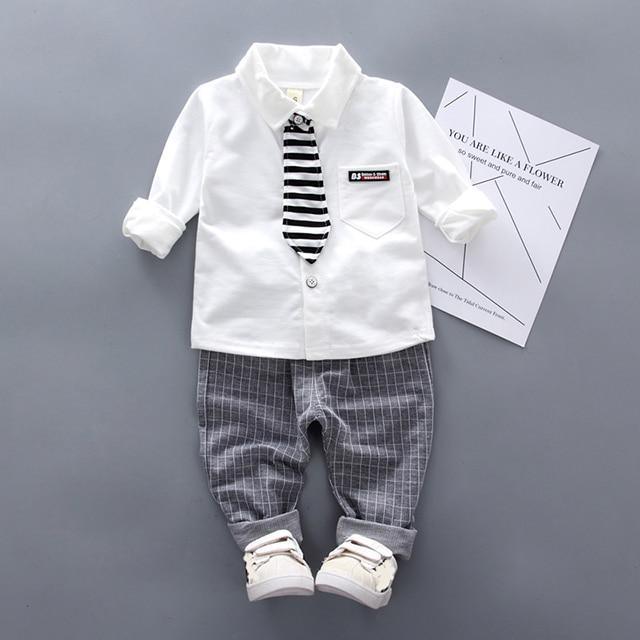 Newborn Baby Boys Clothes Formal Party Clothing Sets Tie Shirt and Pants Outfits Set 0-4 Year For Boys In Modern Style