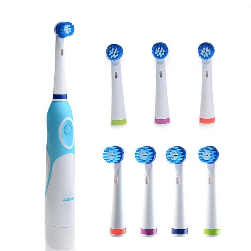Modern Rotation Proffesional Electric Toothbrush with 4 & 8 Replacement Heads Deep Clean Battery Operated Tooth Brush Teeth Whitening Teethbrush For Adults