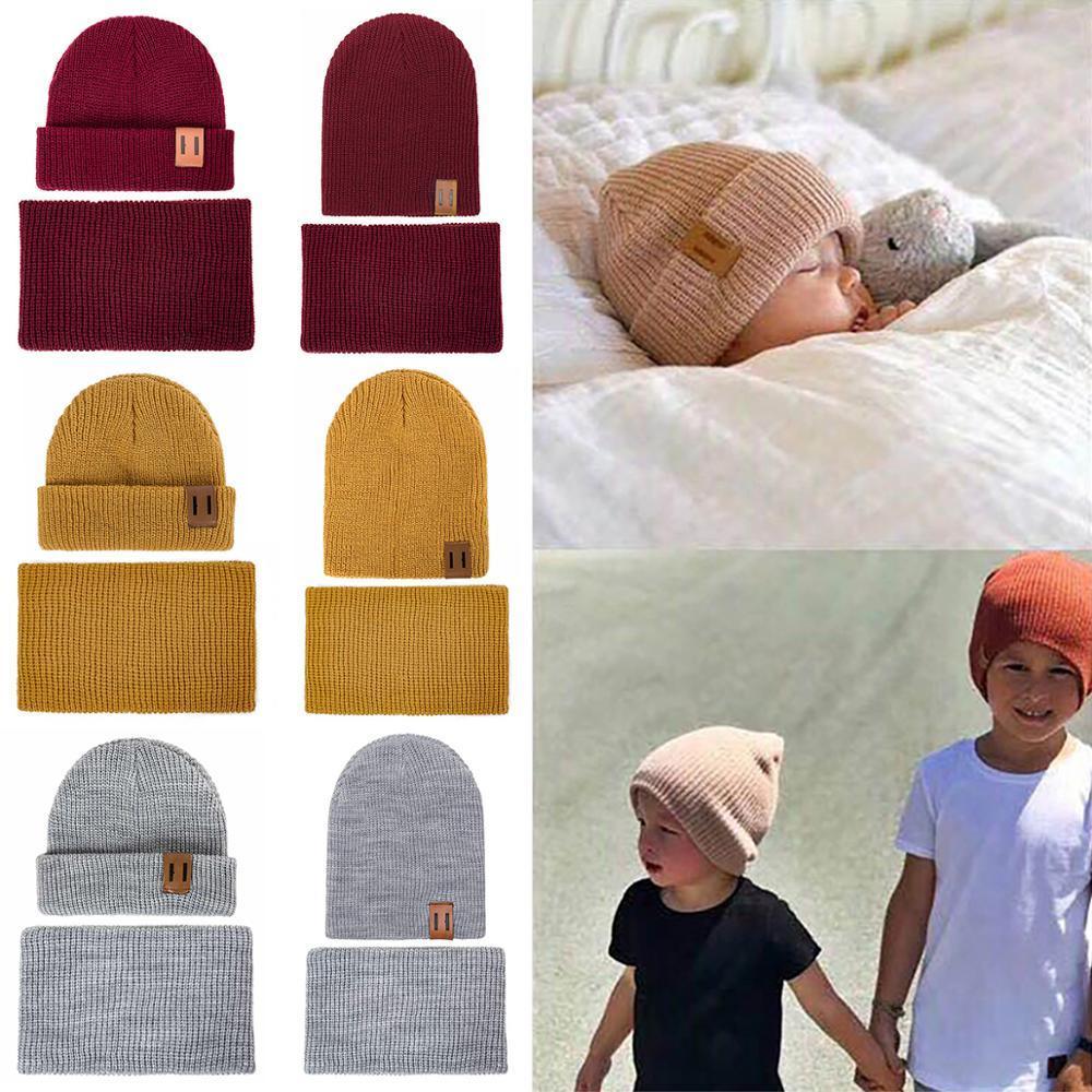 Modern Baby Set Hat Cap and Scrif And Snood Warm Hat Scarf Caps Scarves Knit Hats For Kids