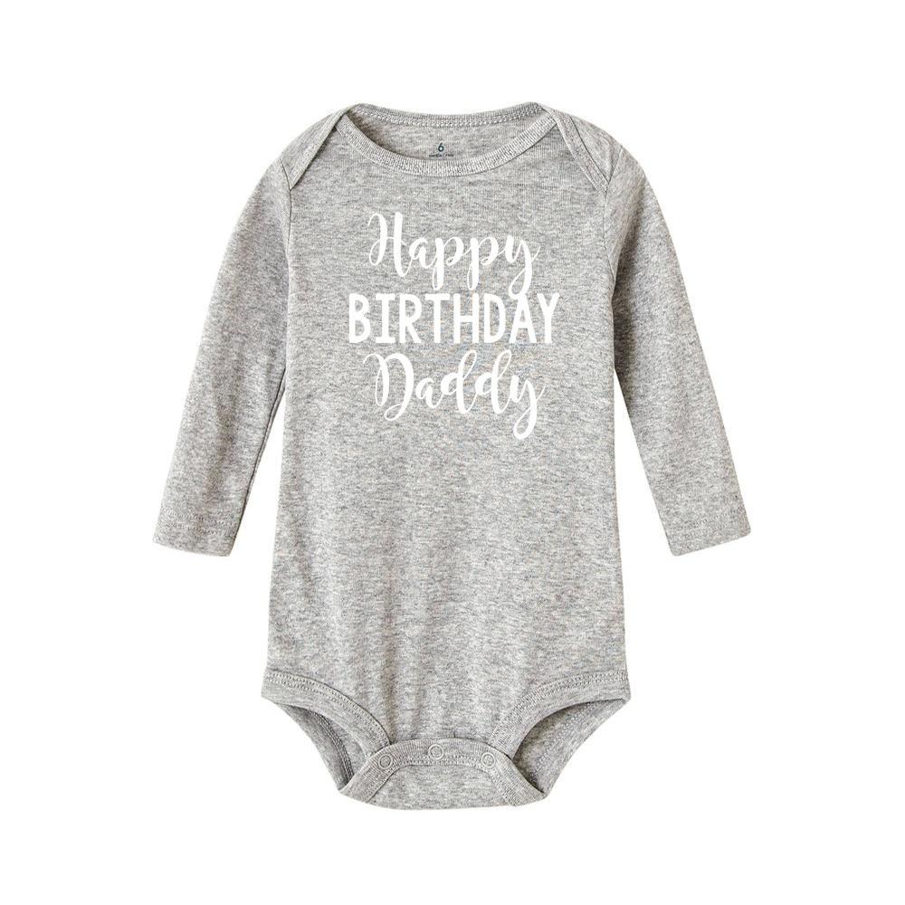 Happy Birthday Daddy Newborn Kids Baby Boys Girls Infant Long Sleeve Jumpsuit ROmper In Modern Designs With Party Print