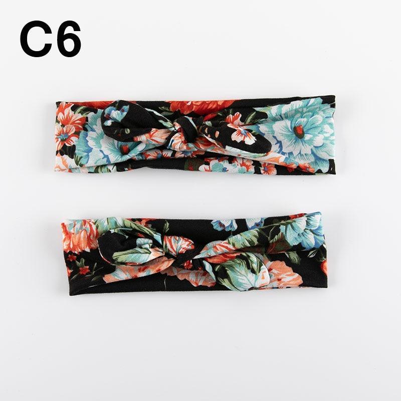 Modern Mother & Baby Headbands Kids Girl Bow With Rabbit ear Print Floral Hair Bands Parent-Child Hair Accessories