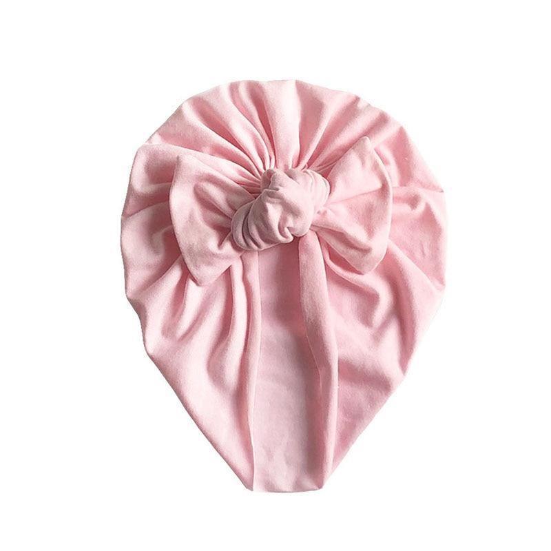 Handamde Elegant Baby Hats for Girls Big Bow Turban Hat Newborn Baby Beanie Cap Solid Color Style